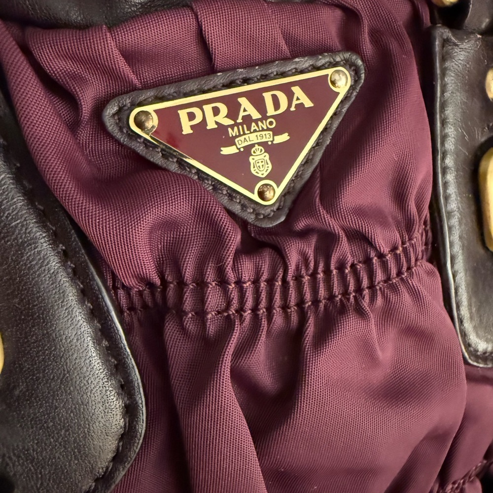 Prada Gaufre Rich Burgundy and Dark Plum Satchel
(No strap) - Picture 14 of 15